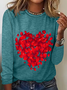 Women's Long Sleeve Blouse Spring/Fall Valentine's Day Cotton-Blend Crew Neck Daily Going Out Casual Top