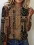 Women's Long Sleeve Tee T-shirt Spring/Fall Ethnic Jersey Crew Neck Daily Going Out Casual Top
