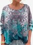 Women's Long Sleeve Tee T-shirt Spring/Fall Ethnic Jersey Crew Neck Holiday Going Out Casual Top