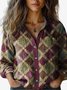 Women's Long Sleeve Shirt Spring/Fall Geometric Shirt Collar Holiday Going Out Casual Top