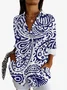 Women's Long Sleeve Shirt Spring/Fall Ethnic Shirt Collar Vacation Going Out Casual Top