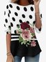 Women's Long Sleeve Tee T-shirt Spring/Fall Polka Dots Jersey Crew Neck Holiday Going Out Casual Top