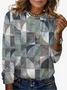 Women's Long Sleeve Tee T-shirt Spring/Fall Geometric Jersey Crew Neck Daily Going Out Casual Top