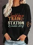Women's Crew Neck Text Letters Casual Spring/Fall Long Sleeve Sweatshirt