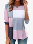 Women's Long Sleeve Tee T-shirt Spring/Fall Color Block Printing Jersey Crew Neck Daily Going Out Vintage Top