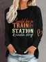 Women's Crew Neck Text Letters Casual Spring/Fall Long Sleeve Sweatshirt