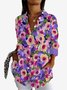 Women's Long Sleeve Shirt Spring/Fall Floral Shirt Collar Daily Going Out Casual Top