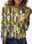 Women's Long Sleeve Tee T-shirt Spring/Fall Geometric Jersey Crew Neck Daily Going Out Casual Top