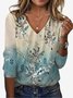 Women's Long Sleeve Tee T-shirt Spring/Fall Floral Jersey V Neck Daily Going Out Casual Top