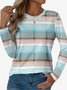 Women's Long Sleeve Tee T-shirt Spring/Fall Striped Jersey Crew Neck Daily Going Out Casual Top