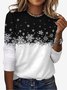 Women's Long Sleeve Tee T-shirt Spring/Fall Snowflake Printing Jersey Crew Neck Holiday Going Out Casual Top