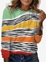 Women's Long Sleeve Tee T-shirt Spring/Fall Striped Jersey Crew Neck Daily Going Out Casual Top