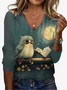 Women's Long Sleeve Tee T-shirt Spring/Fall Bird Jersey V Neck Daily Going Out Casual Top