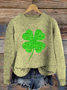 Women's Four-leaf Clover Crew Neck Casual Spring/Fall Long Sleeve Sweatshirt