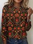 Women's Plaid Long Sleeve Tee T-shirt Crew Neck Vintage Spring/Fall Top