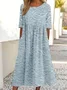 Women's Half Sleeve Summer 3D Floral Dress Crew Neck Daily Going Out Vintage Maxi A-Line Shirt Dress