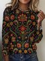 Women's Plaid Long Sleeve Tee T-shirt Crew Neck Vintage Spring/Fall Top