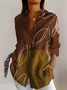 Women's Long Sleeve Shirt Spring/Fall Geometric Cotton Shirt Collar Daily Going Out Casual Top