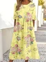 Women's 3D Printing Half Sleeve Summer Dress Crew Neck Daily Vintage Maxi Shirt Dress A-Line Dress