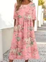 Women's 3D Printing Half Sleeve Summer Dress Crew Neck Daily Vintage Maxi Shirt Dress A-Line Dress