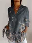 Women's Long Sleeve Shirt Spring/Fall Geometric Shirt Collar Daily Going Out Casual Top