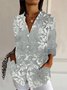 Women's Long Sleeve Shirt Spring/Fall Floral Shirt Collar Daily Going Out Casual Top