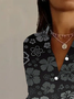 Women's Long Sleeve Shirt Spring/Fall Floral Shirt Collar Daily Going Out Casual Top
