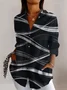 Women's Long Sleeve Shirt Spring/Fall Geometric Cotton Shirt Collar Daily Going Out Casual Top