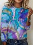 Women's Long Sleeve Tee T-shirt Spring/Fall Abstract Cotton Crew Neck Daily Going Out Casual Top