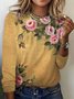 Women's Long Sleeve Tee T-shirt Spring/Fall Floral Cotton Crew Neck Daily Going Out Casual Top