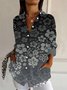 Women's Long Sleeve Shirt Spring/Fall Floral Shirt Collar Daily Going Out Casual Top