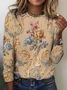 Women's Long Sleeve Tee T-shirt Spring/Fall Plaid Crew Neck Vintage Top