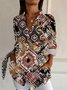 Women's Long Sleeve Shirt Spring/Fall Ethnic Shirt Collar Daily Going Out Casual Top