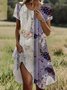 Women's Short Sleeve Summer Floral Dress Crew Neck Daily Going Out Casual Midi H-Line T-Shirt Dress