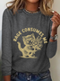 Women's Text Letters Long Sleeve Blouse_ Spring/Fall Crew Neck Daily Casual Top