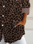 Women's Long Sleeve Shirt Spring/Fall Leopard Shirt Collar Daily Going Out Casual Top