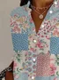 Women's Long Sleeve Shirt Spring/Fall Floral Shirt Collar Daily Going Out Casual Top