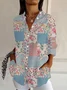 Women's Long Sleeve Shirt Spring/Fall Floral Shirt Collar Daily Going Out Casual Top