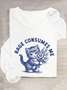 Women's Text Letters Long Sleeve Blouse_ Spring/Fall Crew Neck Daily Casual Top
