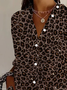Women's Long Sleeve Shirt Spring/Fall Leopard Shirt Collar Daily Going Out Casual Top