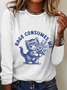 Women's Text Letters Long Sleeve Blouse_ Spring/Fall Crew Neck Daily Casual Top