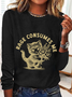 Women's Text Letters Long Sleeve Blouse_ Spring/Fall Crew Neck Daily Casual Top