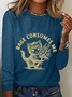 Women's Text Letters Long Sleeve Blouse_ Spring/Fall Crew Neck Daily Casual Top