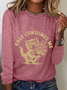 Women's Text Letters Long Sleeve Blouse_ Spring/Fall Crew Neck Daily Casual Top