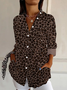 Women's Long Sleeve Shirt Spring/Fall Leopard Shirt Collar Daily Going Out Casual Top