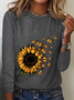 Women's Long Sleeve Blouse Spring/Fall Floral Crew Neck Daily Going Out Casual Top