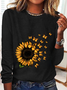 Women's Long Sleeve Blouse Spring/Fall Floral Crew Neck Daily Going Out Casual Top