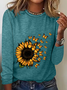 Women's Long Sleeve Blouse Spring/Fall Floral Crew Neck Daily Going Out Casual Top
