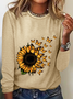 Women's Long Sleeve Blouse Spring/Fall Floral Crew Neck Daily Going Out Casual Top