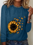 Women's Long Sleeve Blouse Spring/Fall Floral Crew Neck Daily Going Out Casual Top